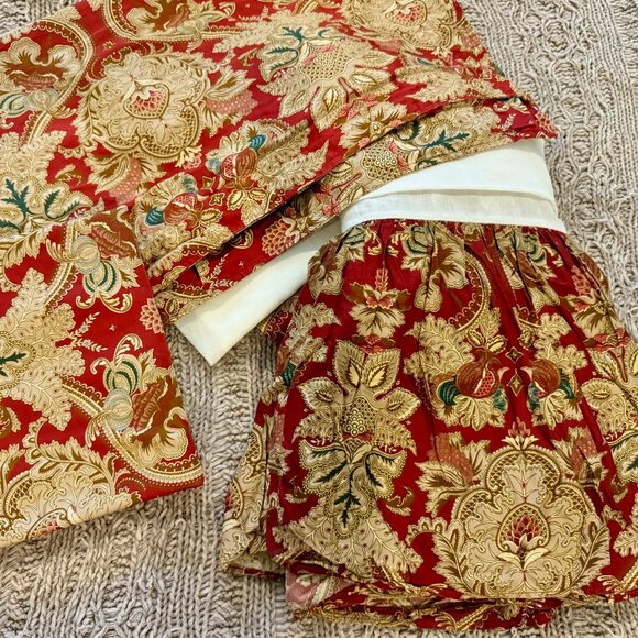 Ralph Lauren Jardiniere King Bed Skirt 2 Square Sateen Euro Pillow Shams Set